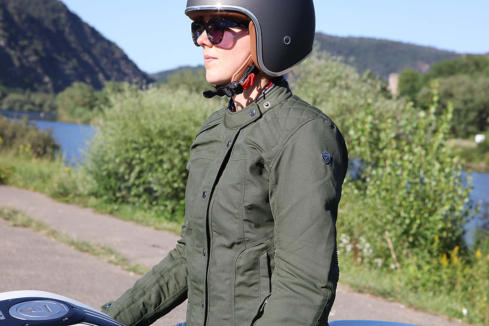 Modeka Thiago Dames Motorfiets Textiel Jas Olive 44 Figuur 7