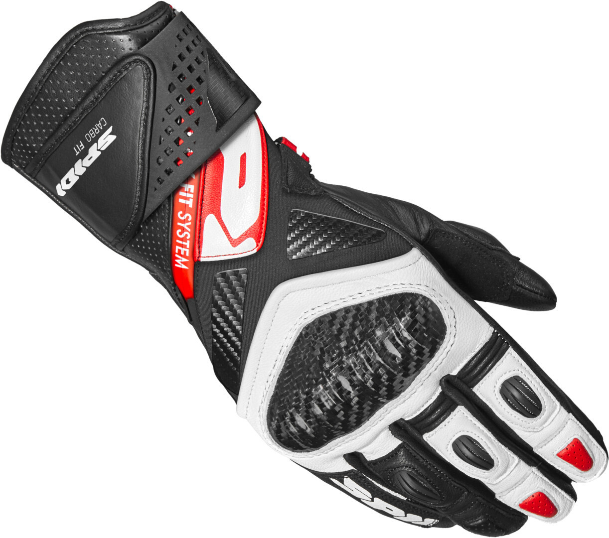 Spidi Carbo Fit Motorcykel handsker sort/hvid/rød M Figur 1