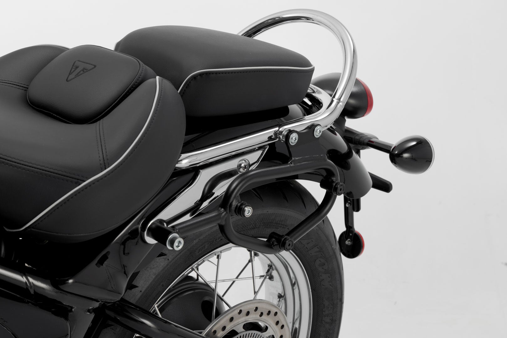 Side view of SW-Motech SLC side carrier left - Triumph Bonneville Speedmaster (18-).