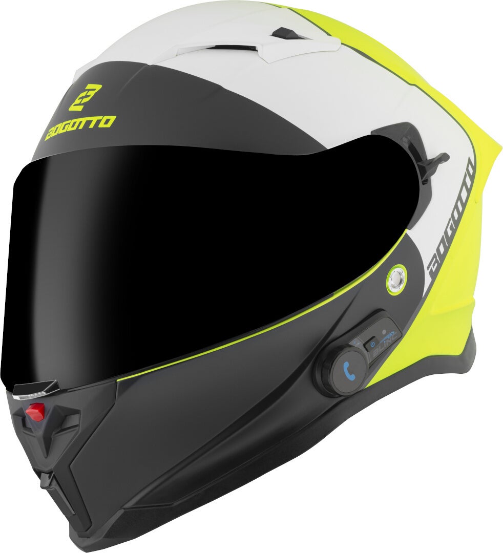Bogotto Women's Black Matt/Yellow H153 Bt Spn Bluetooth Helmet