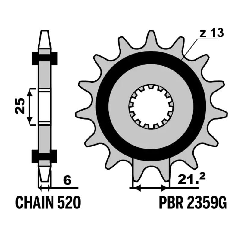 PBR Pignon Acier Anti-bruit 2359G - 520 Figure 4