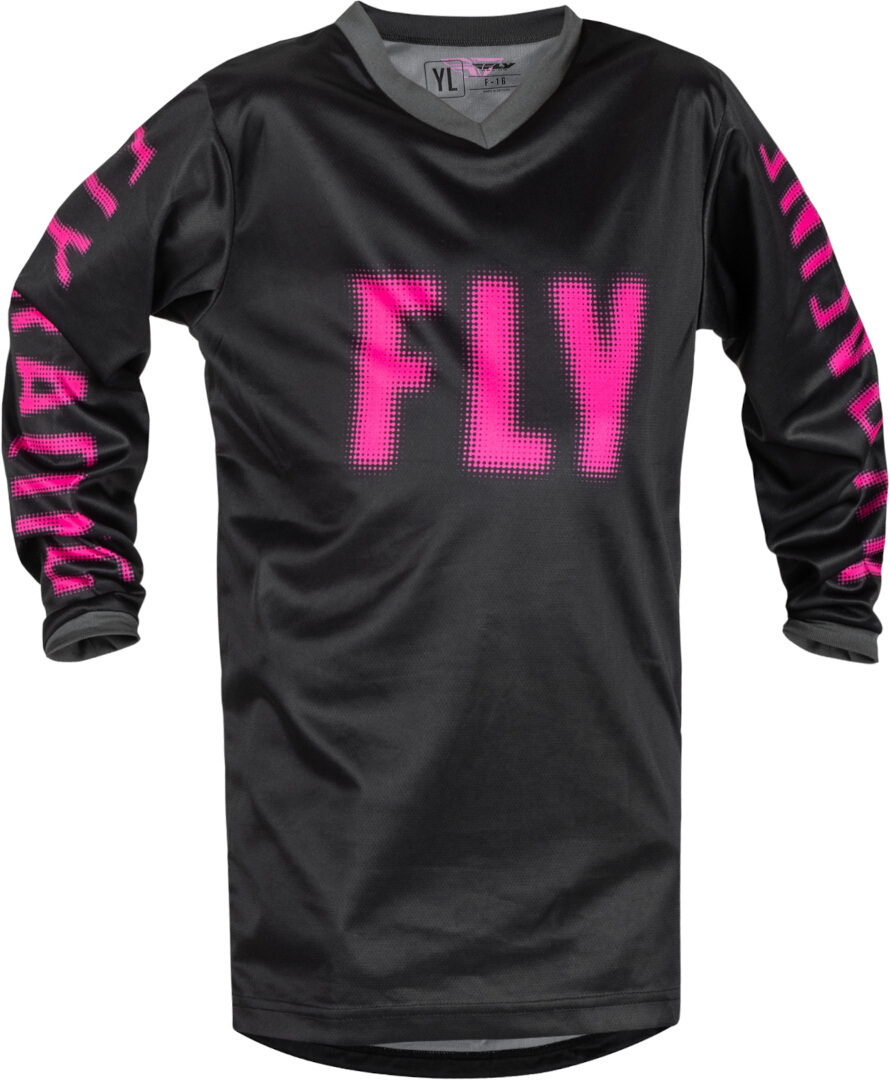 Fly Racing F-16 Tricou pentru tineret de motocross Negru/roz YXS Figura 1