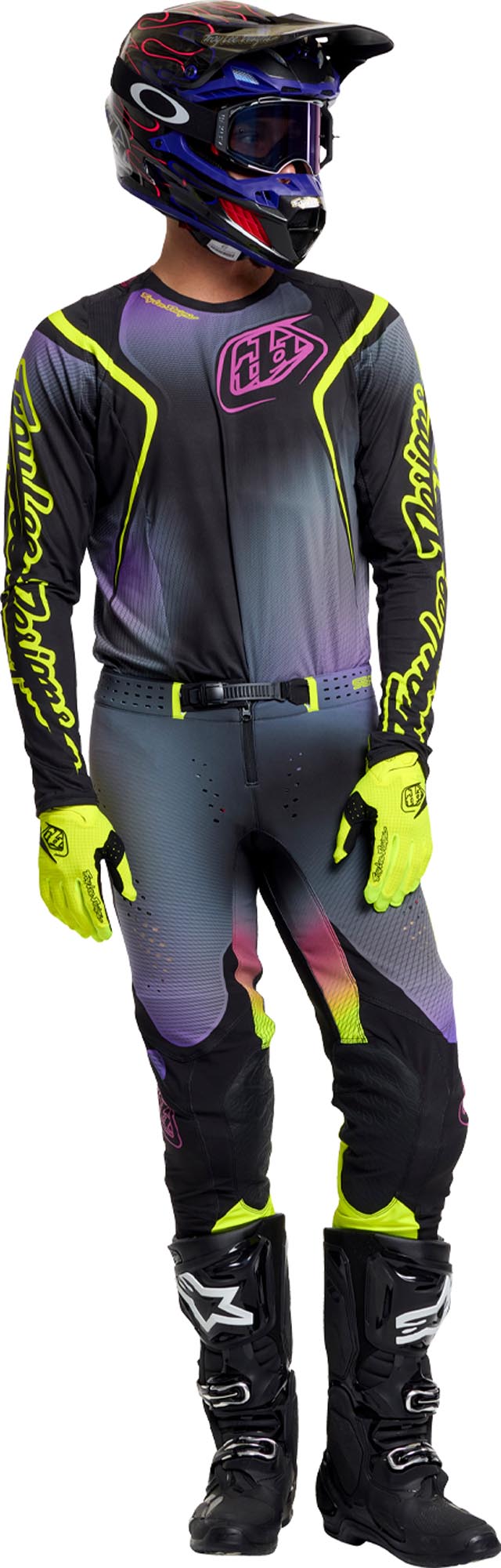 Troy Lee Designs SE Pro Wander Motokrosa krekls melns/violets/neona dzeltens S 13. attēls