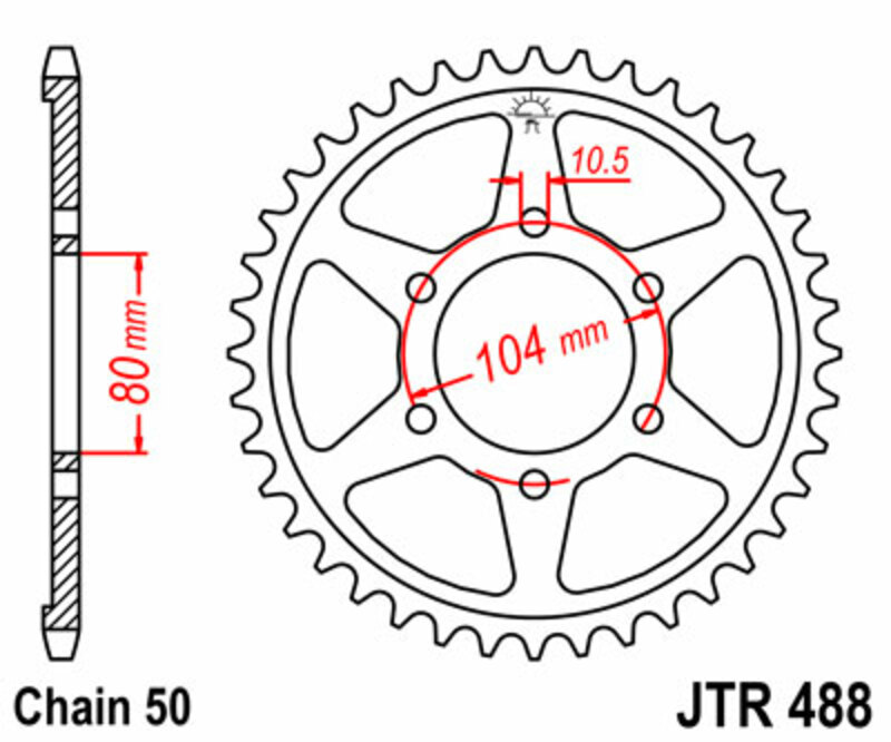 Engrenagens JT Coroa de aço padrão 488 - 530 Figura 2