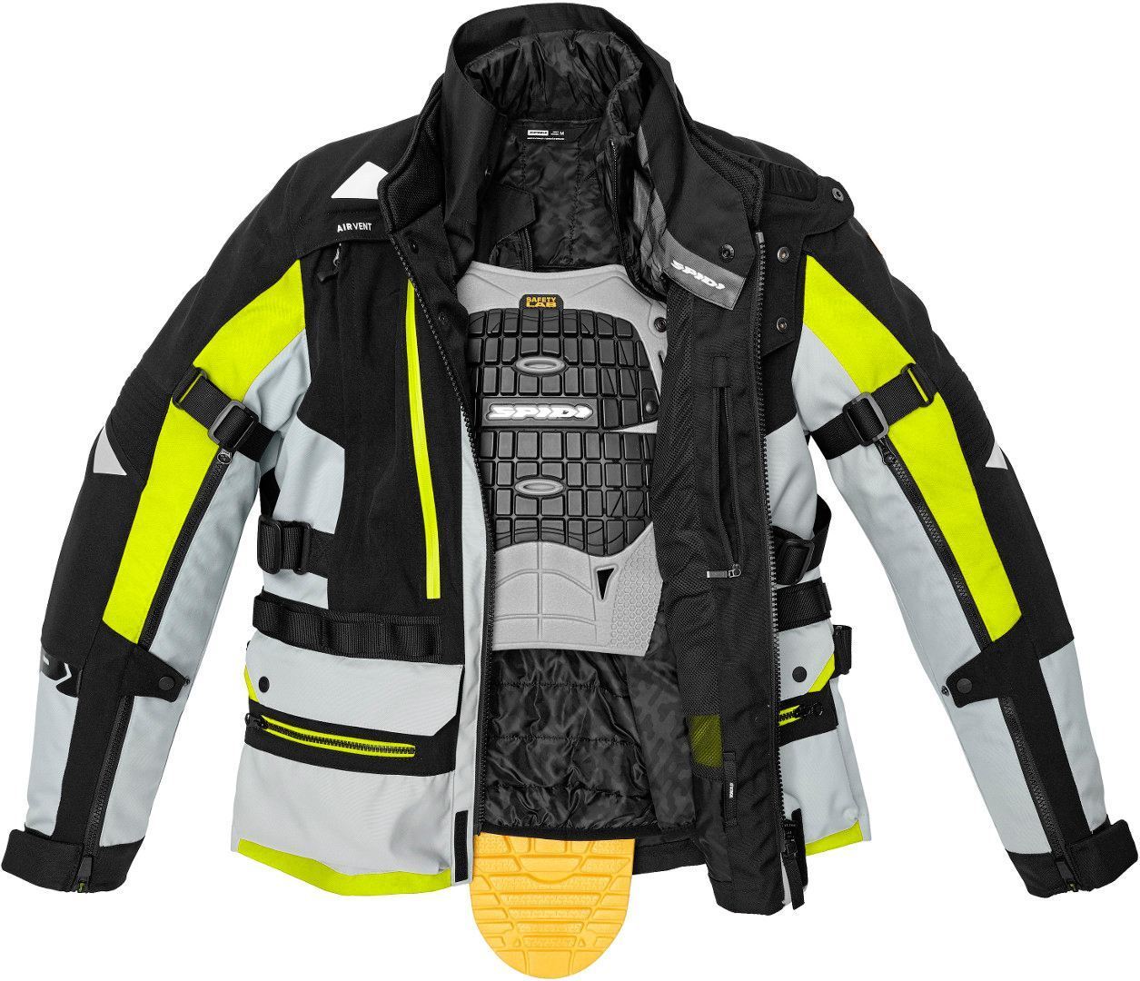 Spidi H2Out Allroad Motorrad Textiljacke schwarz/grau/gelb 3XL Abbildung 4
