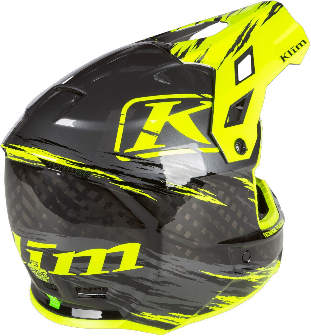 Klim F3 Carbon Pro Thrashed Hi-Vis Capacete Snowmobile XXL (62/63) Figura 3