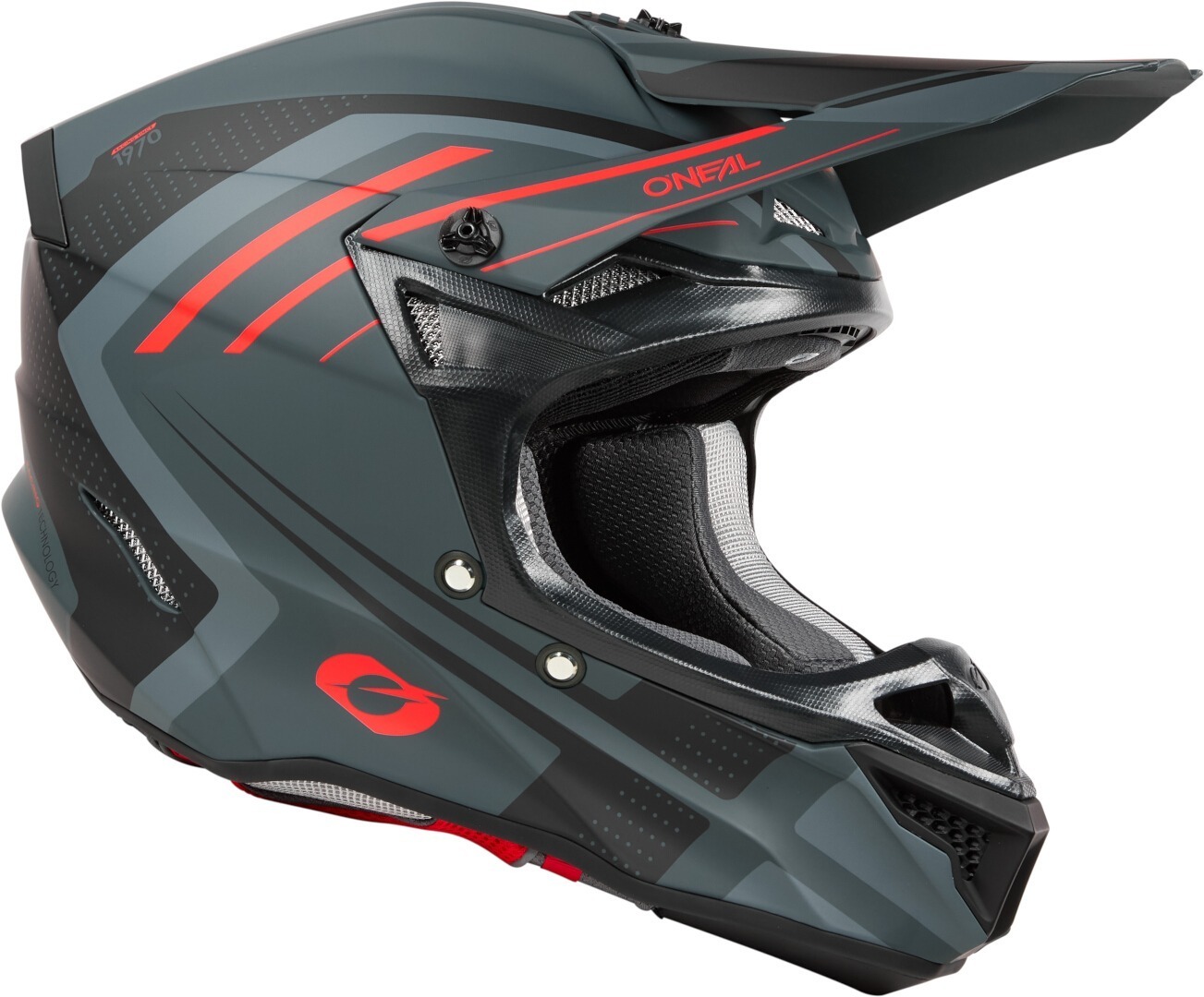 Oneal 5SRS Polyacrylite Spike Motocross Helm grau matt/rot S Abbildung 3