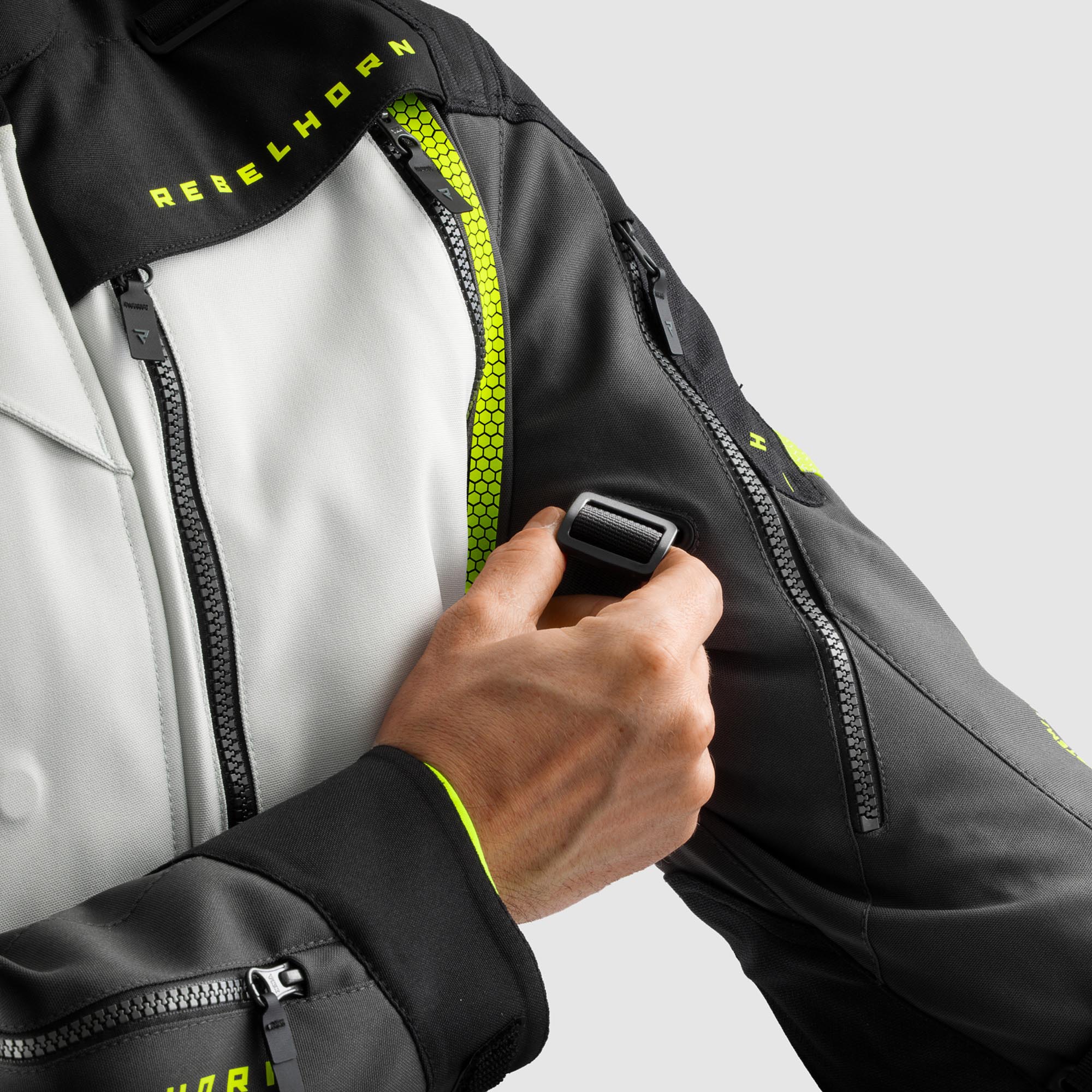 Rebelhorn Hardy 3.0 waterproof Motorcycle Textile Jacket black/grey/yellow 5XL Figure 8