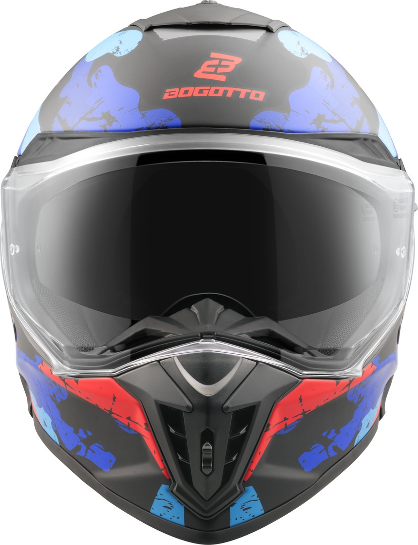 Bogotto FG-601 Sniper Cască Enduro din fibră de sticlă Negru mat/roșu/albastru XXXL Figura 8