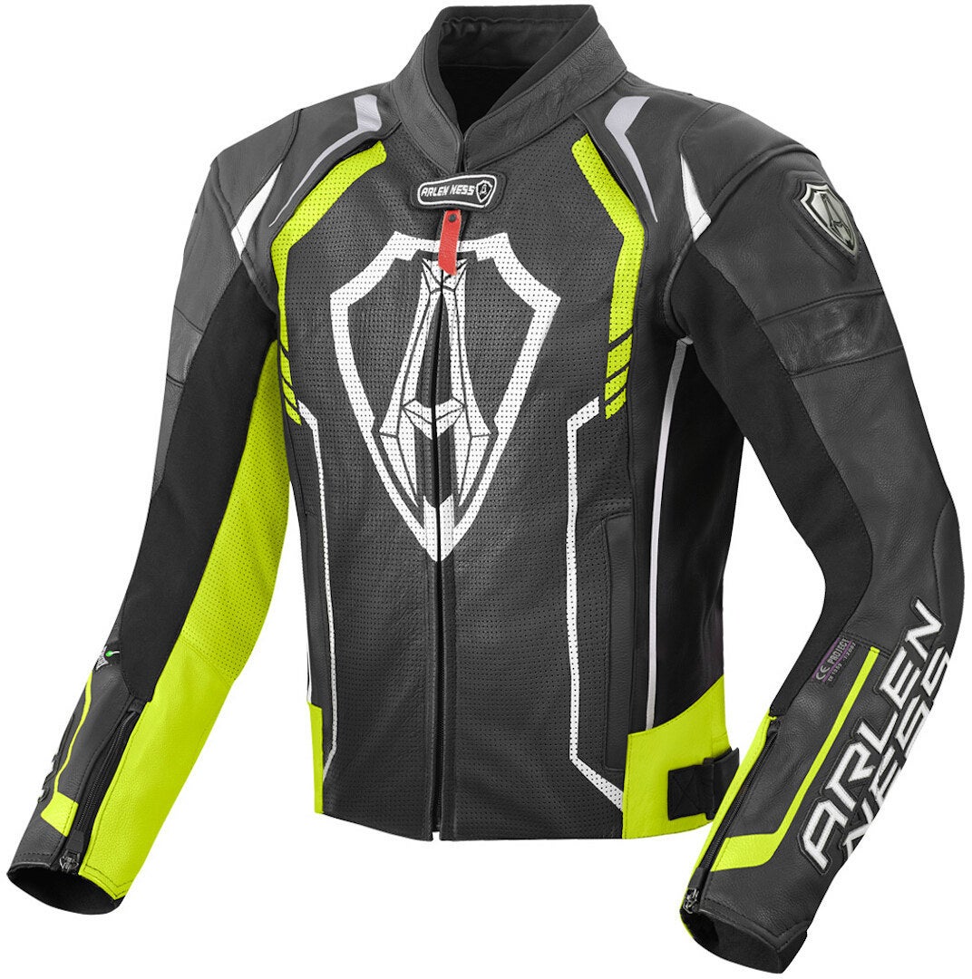 Arlen Ness Track Motorcycle Leather Jacket black/yellow 54 Figure 1