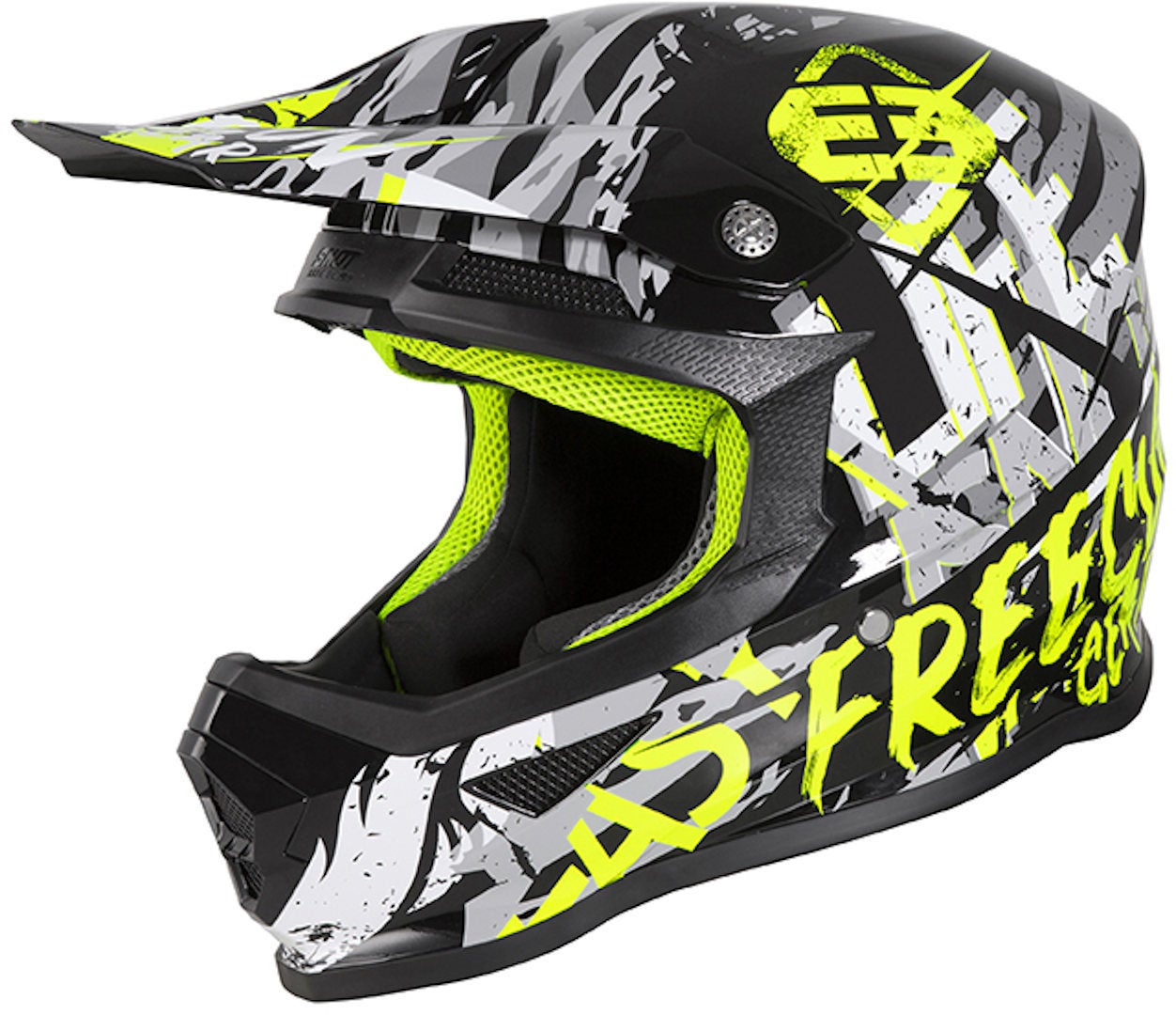 Freegun XP4 Maniac Capacete do motocross das crianças preto/neon-amarelo L (53/54) Figura 1