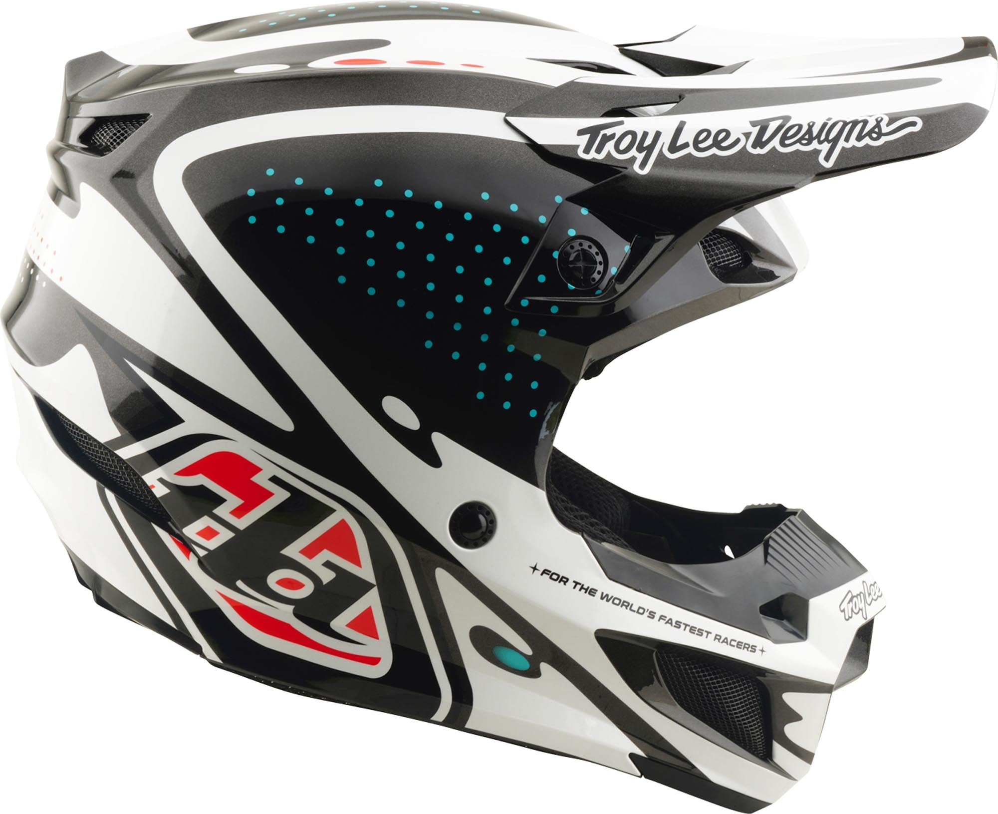 Side view of Troy Lee Designs SE5 Polycarbonate MIPS The Line Motocross Helmet
