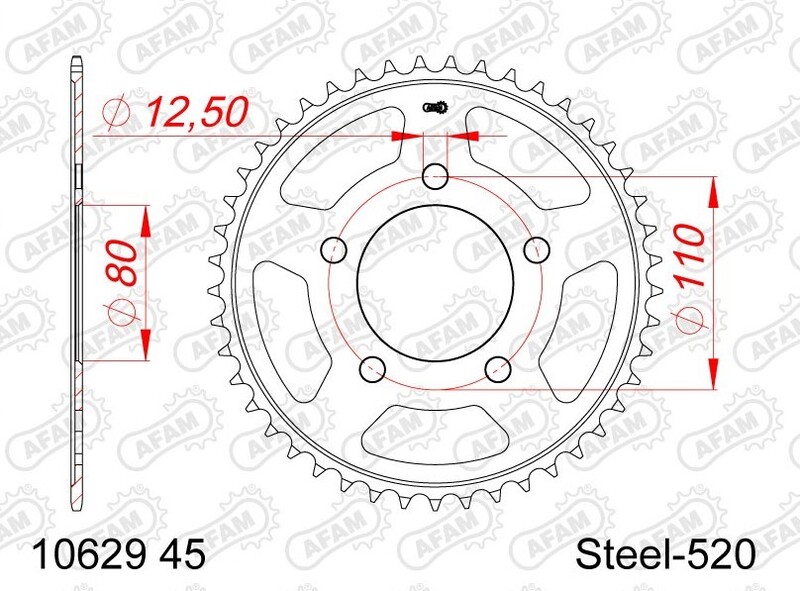 AFAM Rear sprocket Steel Standard - 520 Figure 1