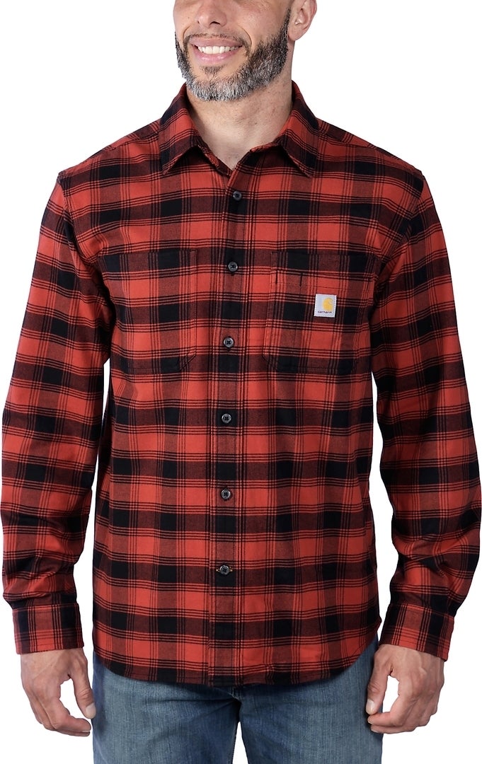 Carhartt Rugged Flex Flannel Plaid シャツ 黒/赤 L 図3