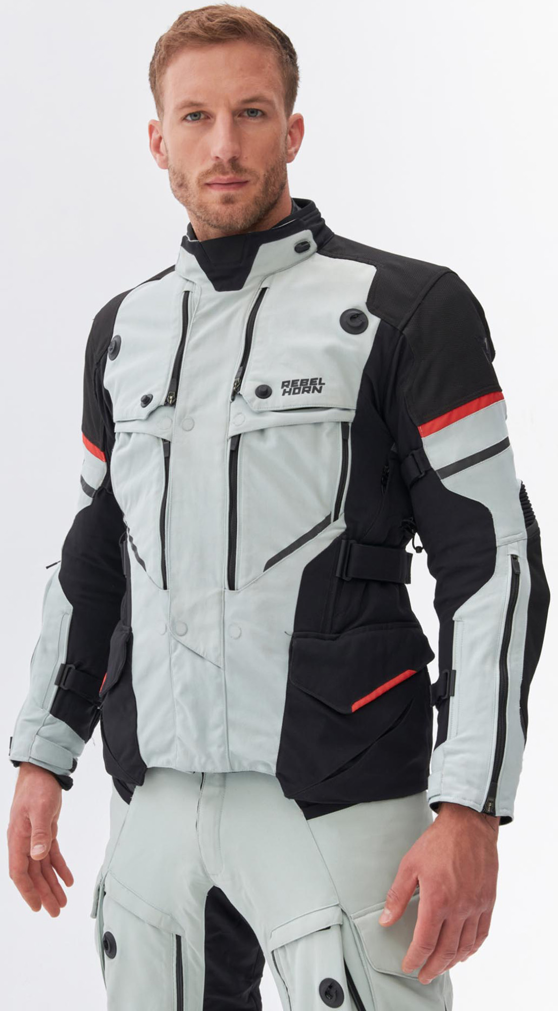 Rebelhorn Range waterproof Motorcycle Textile Jacket grey/black/red S Figure 3