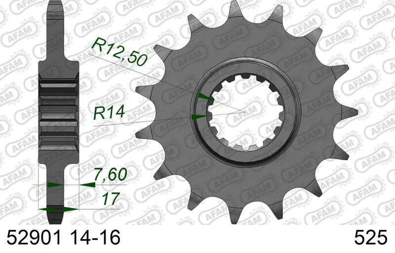 AFAM Steel Standard Front Sprocket 52901 - 525 Figure 1