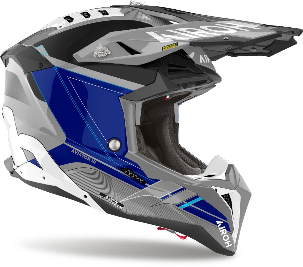 Airoh Aviator 3 Saber Casco da motocross grigio/blu S (55/56) Figura 2