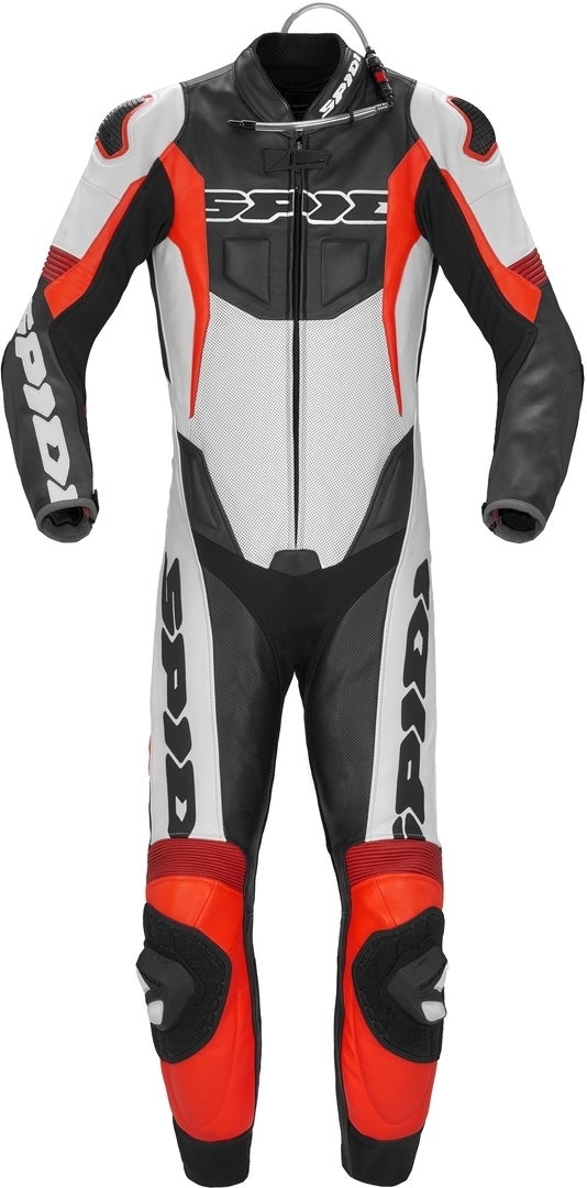 Spidi Sport Warrior Pro Geperforeerd eendelig motorfiets lederen pak Zwart/Rood 52 Figuur 1