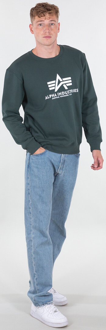 Alpha Industries Basic Sweatshirt green/white M Figure 3