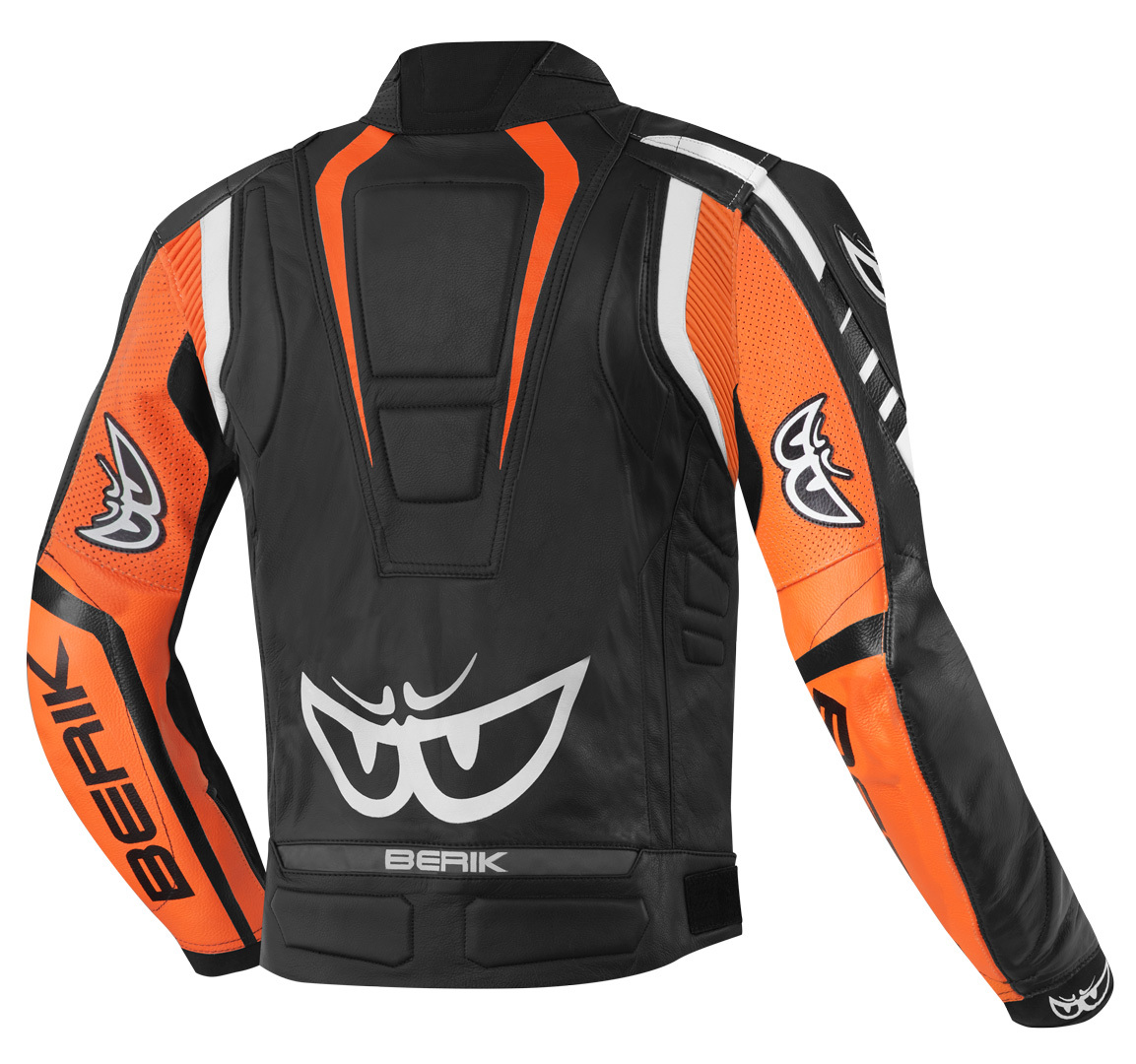 Berik Striper Motorcycle Leather Jacket black/white/orange 58 Figure 2