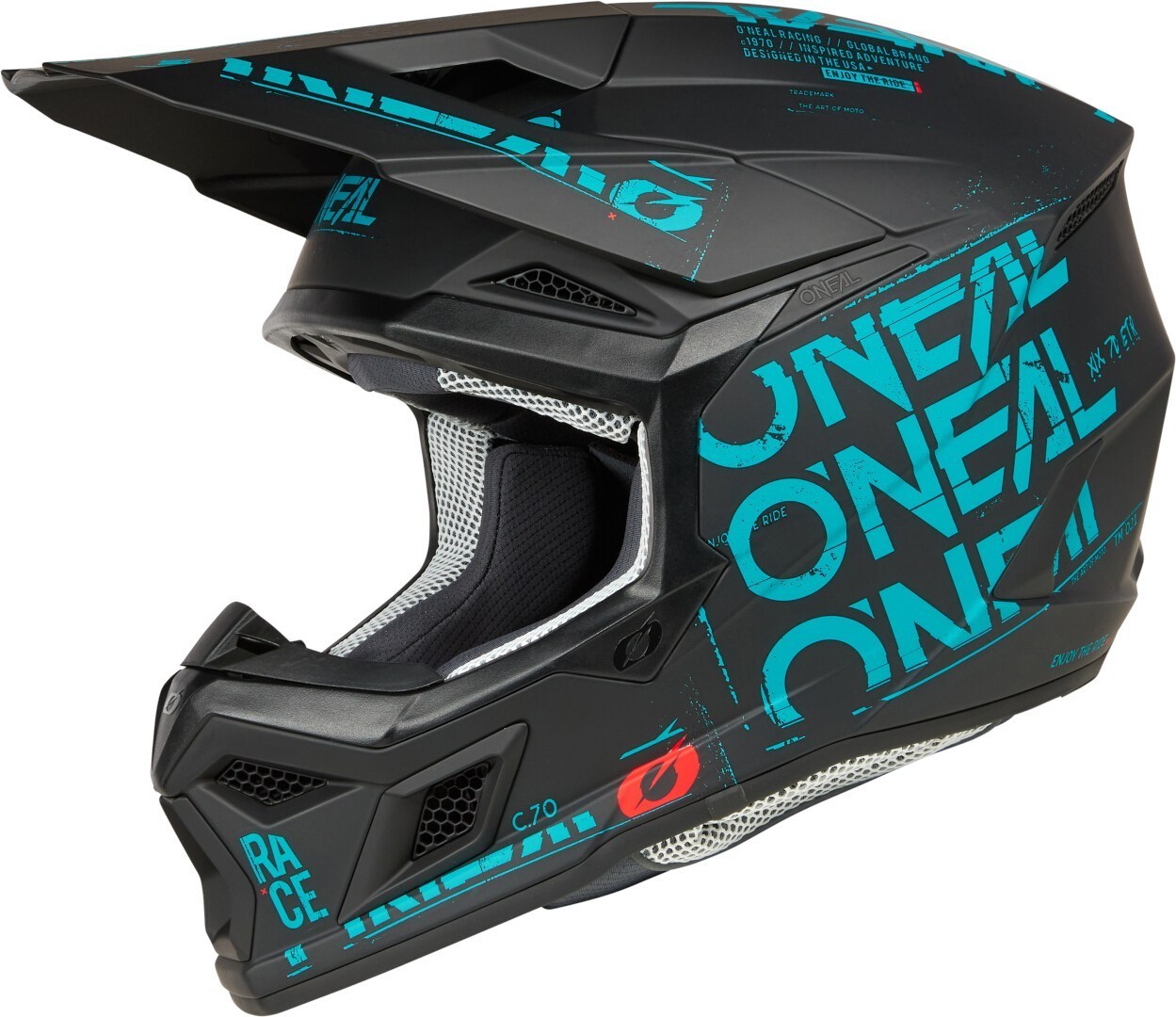 Oneal 3SRS Static Casco da motocross nero/turchese 2XL Figura 2