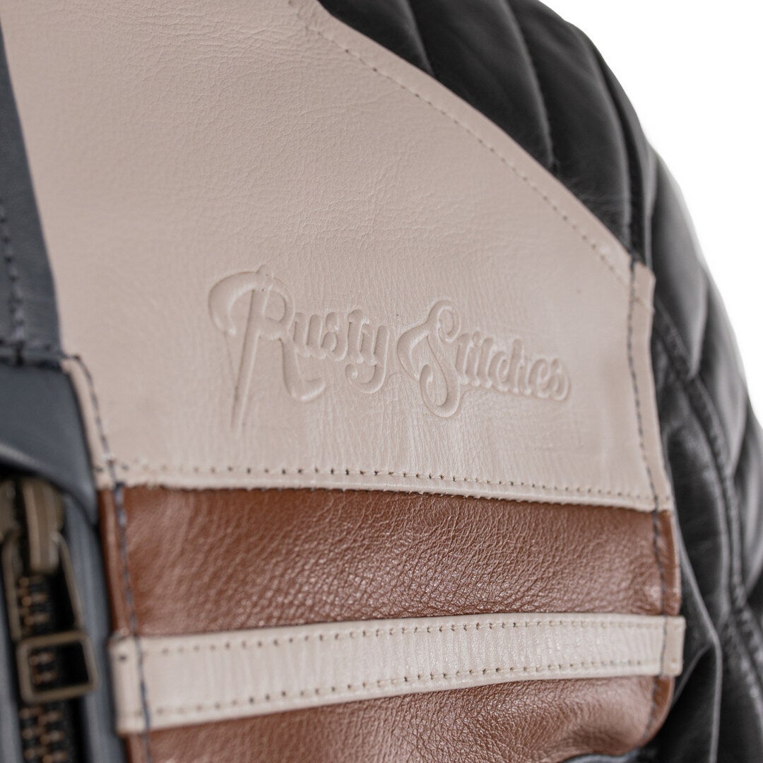 Rusty Stitches Steve Motocyklová kožená bunda šedá/černá XXL Obrázek 9