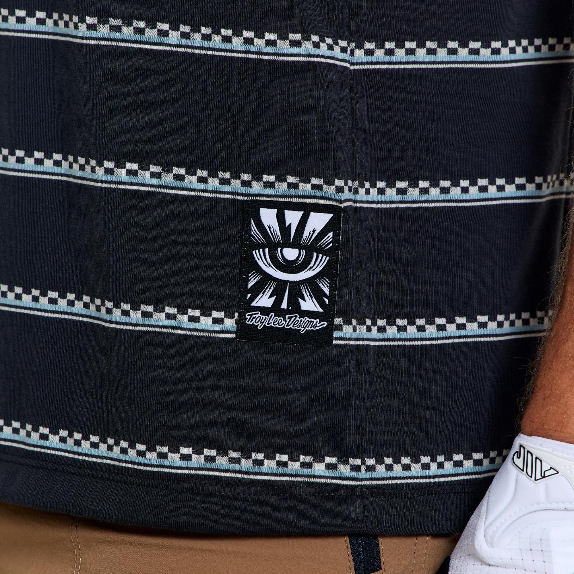 Side view of Troy Lee Designs Skyline Ride Checked Out Short Sleeve Bicycle Jersey