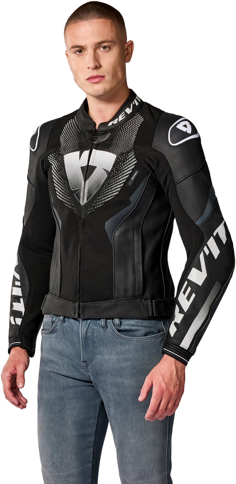 Revit Hyperspeed 3 Air perforated Motorcycle Leather Jacket black/white 56 Figure 3
