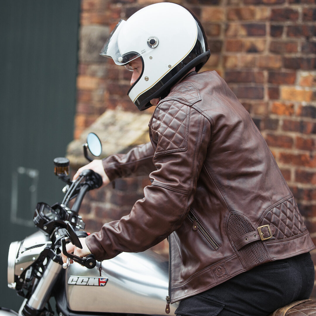 Merlin Chester D3O Cafe Motorcycle Leather Jacket brown L Figure 5