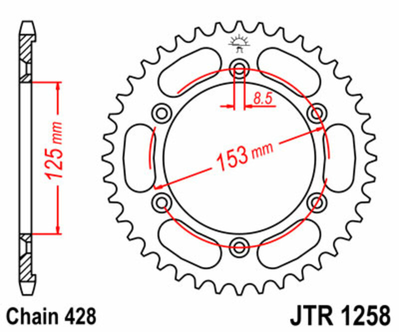 JT-DRIVHJUL Standard stålkrona 1258 - 428 Figur 1