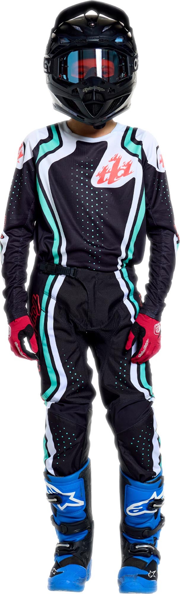 Troy Lee Designs GP Pro Roller Camisa de Motocross Juvenil preto/turquesa XL Figura 3