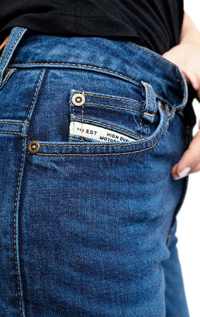 John Doe Luna High Mono Jeans moto da donna Blue Stone Wash 33 L32 Figura 4