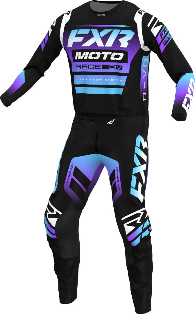 FXR Revo Comp Motocross bukser sort/lilla 32 Figur 3