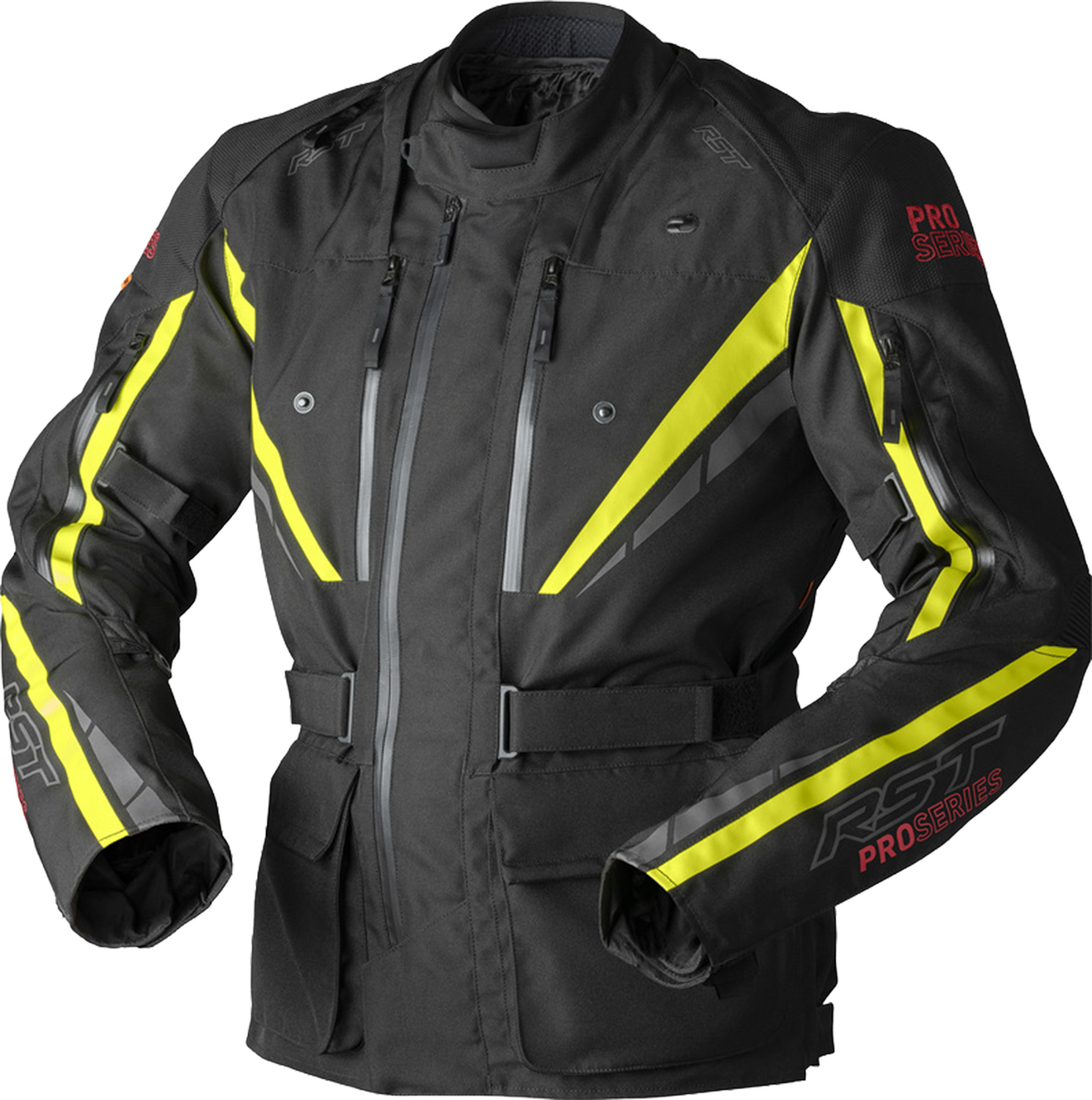 RST Pro Series Paragon D3O Motorcykel tekstiljakke sort/gul 58 Figur 3