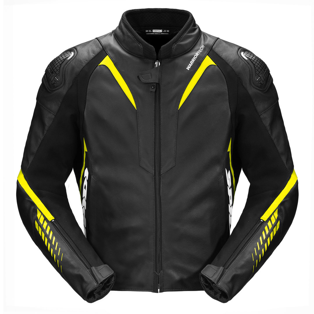 Spidi NKD-1 Motorcycle Leather Jacket black/yellow 62 Figure 1