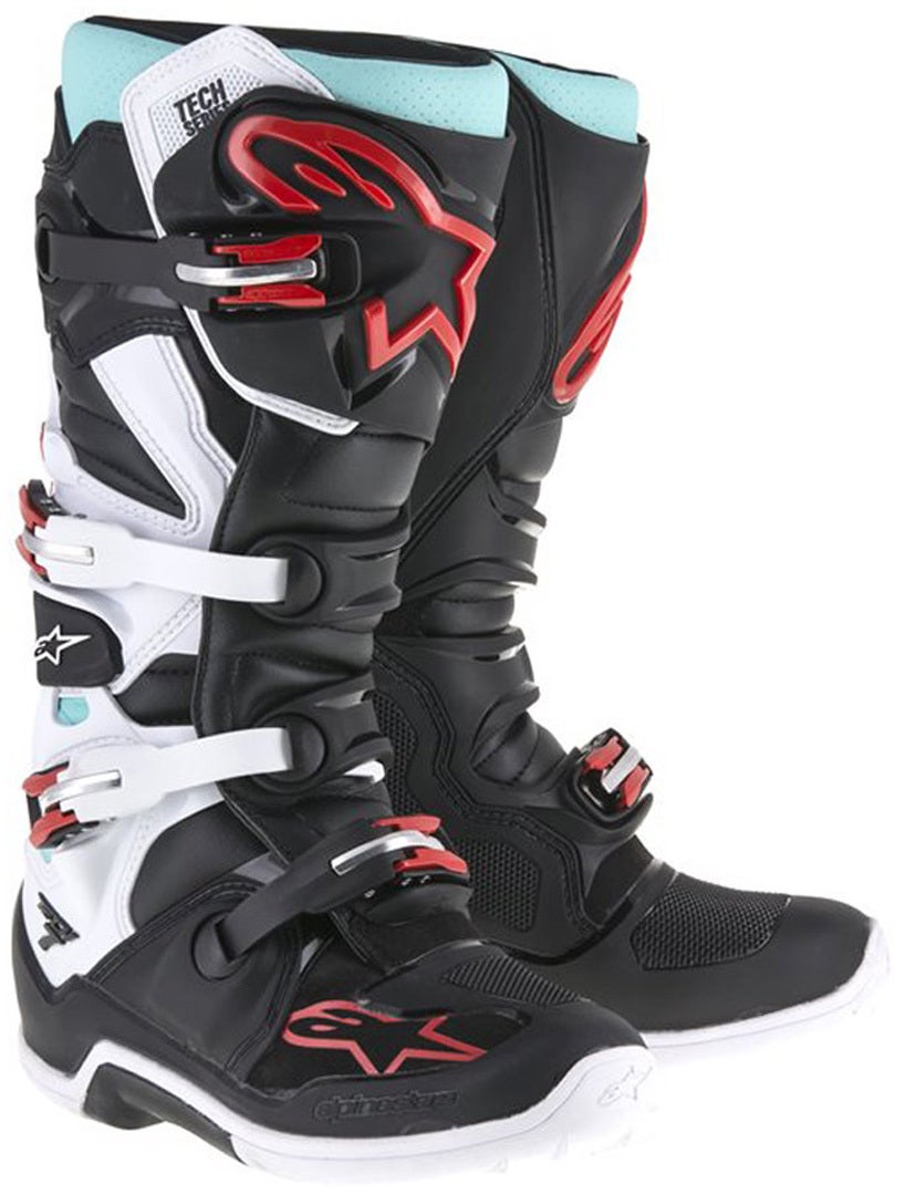 Alpinestars Tech 7 Motocross Boots black/white/red/turquoise 13 (48) Figure 1
