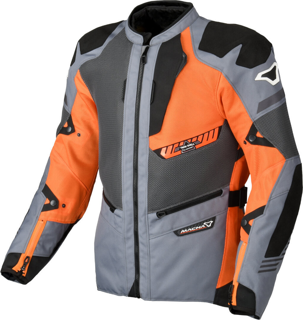 Macna Synchrone waterproof Motorcycle Textile Jacket grey/orange M Figure 3