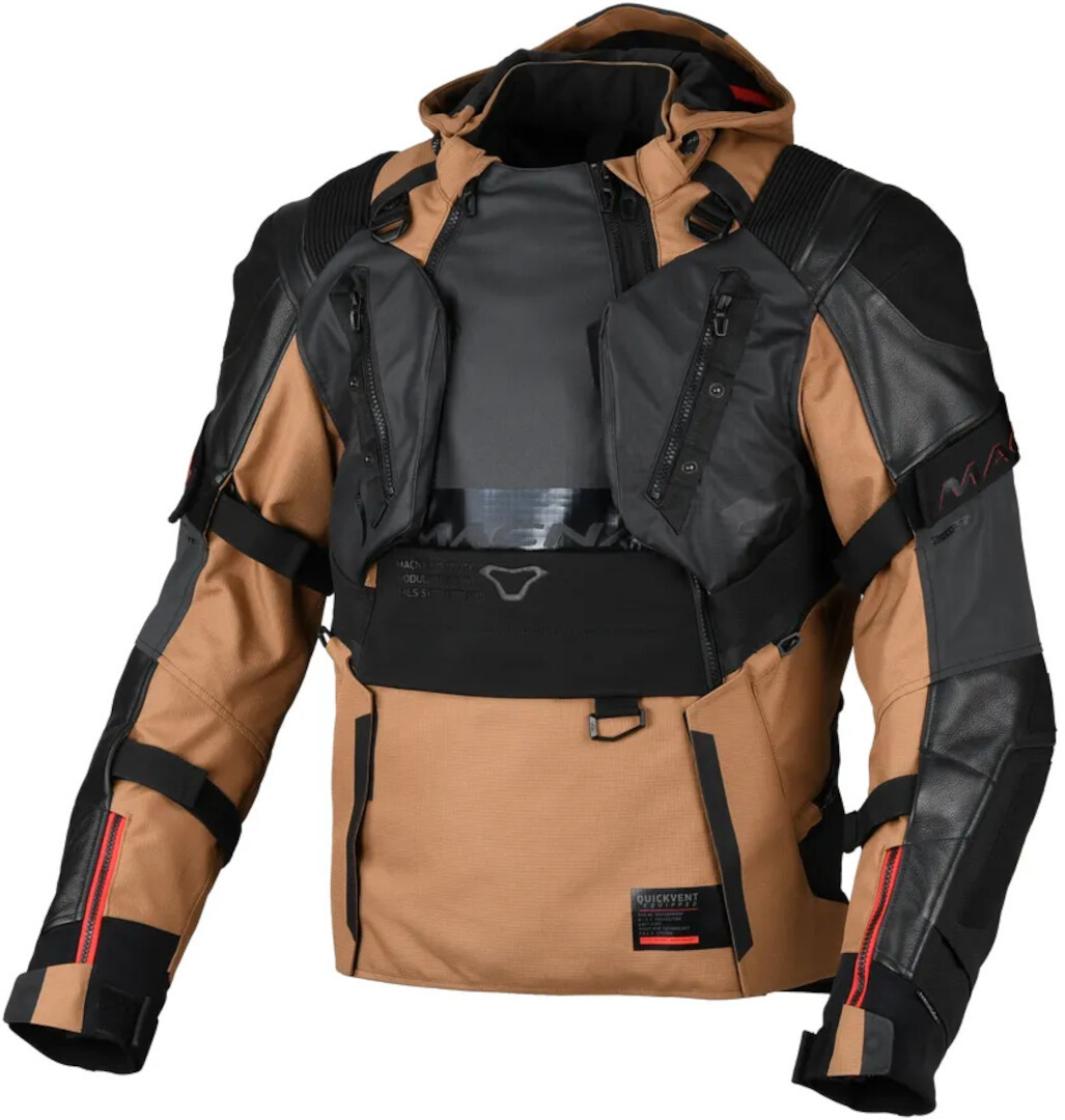 Macna Tryton NightEye waterproof Motorcycle Leather/Textile Jacket black/brown M Figure 1