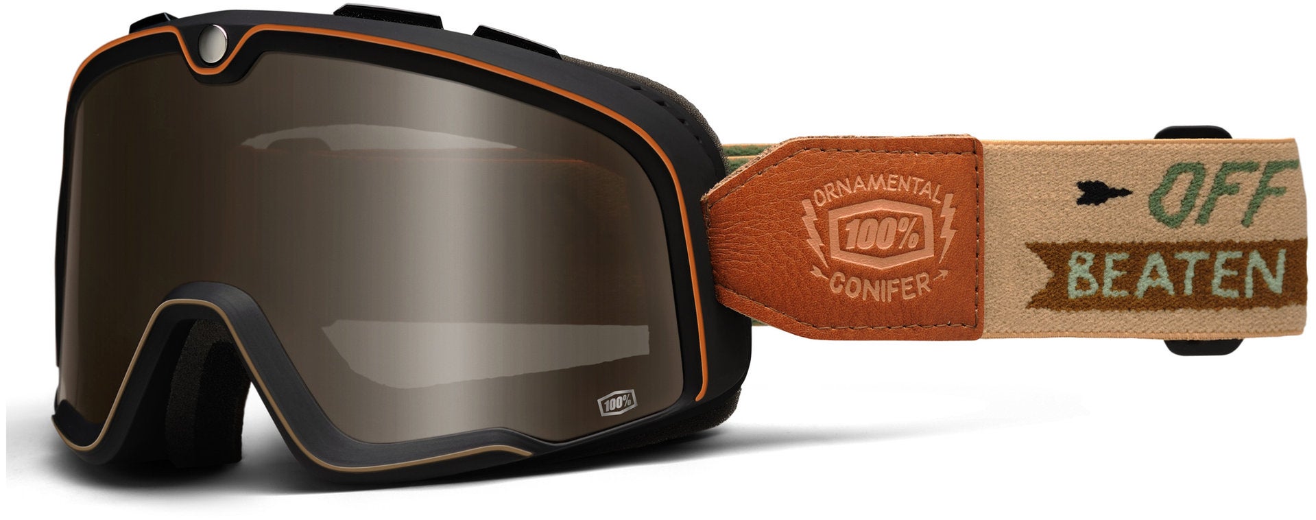 100% Barstow Classic Óculos de motocross preto/branco/laranja Figura 5