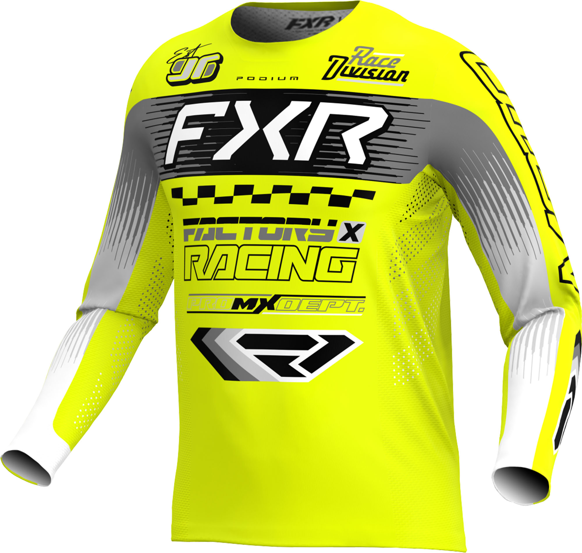 Fxr Men's Black/White/Yellow/Grey Podium Gladiator Motocross Jersey