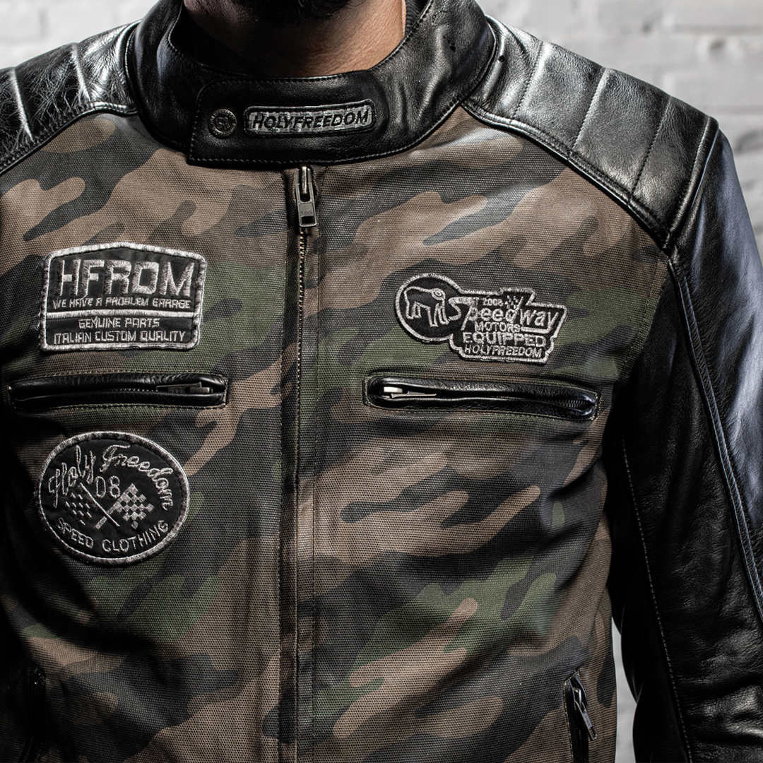HolyFreedom Zero Camo Motorrad Lederjacke M Abbildung 8