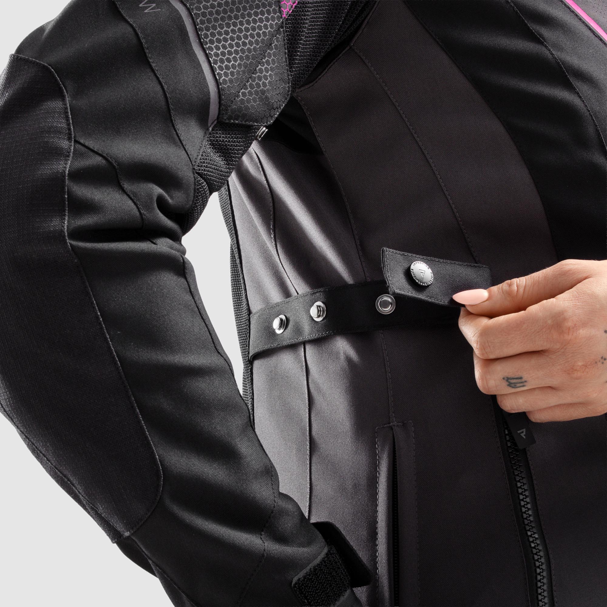 Side view of Rebelhorn Hiflow 5 waterproof Ladies Motorcycle Textile Jacket