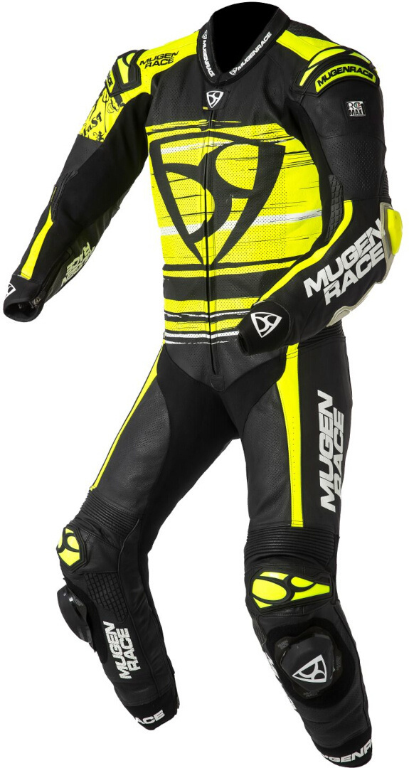 MUGENRACE RC-Max Uno perforerad ett stycke motorcykel läder kostym svart/antracit/neongul 54 Figur 1