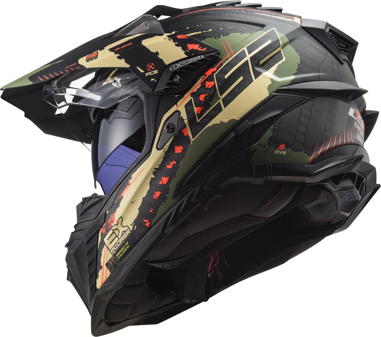 LS2 MX701 Explorer C Extend Carbon Motocross hjelm sort mat/grøn M (57/58) Figur 3