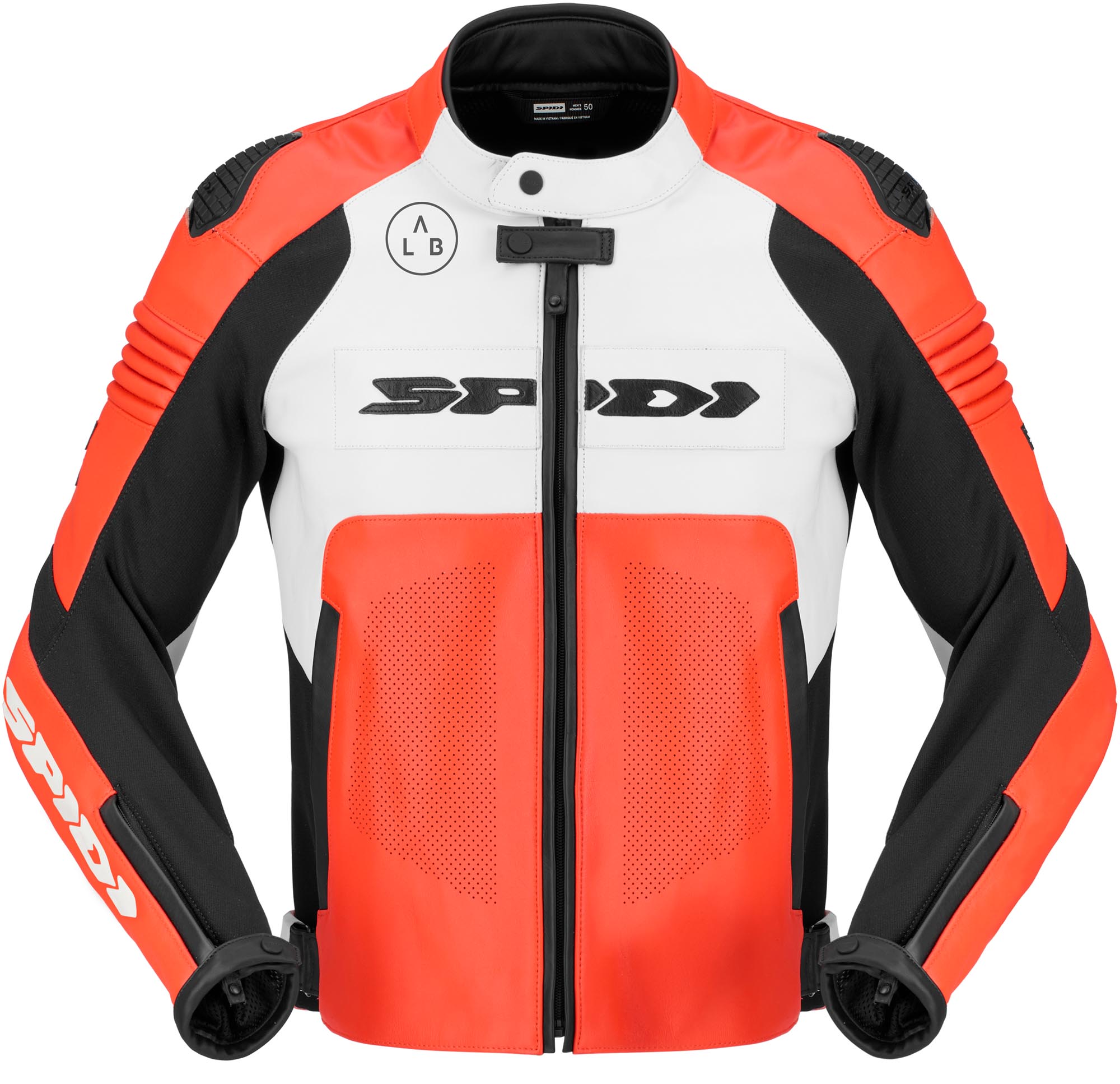 Spidi Hyper-V Pro Veste en cuir de moto perforée Noir/Blanc/Rouge 58 Figure 1