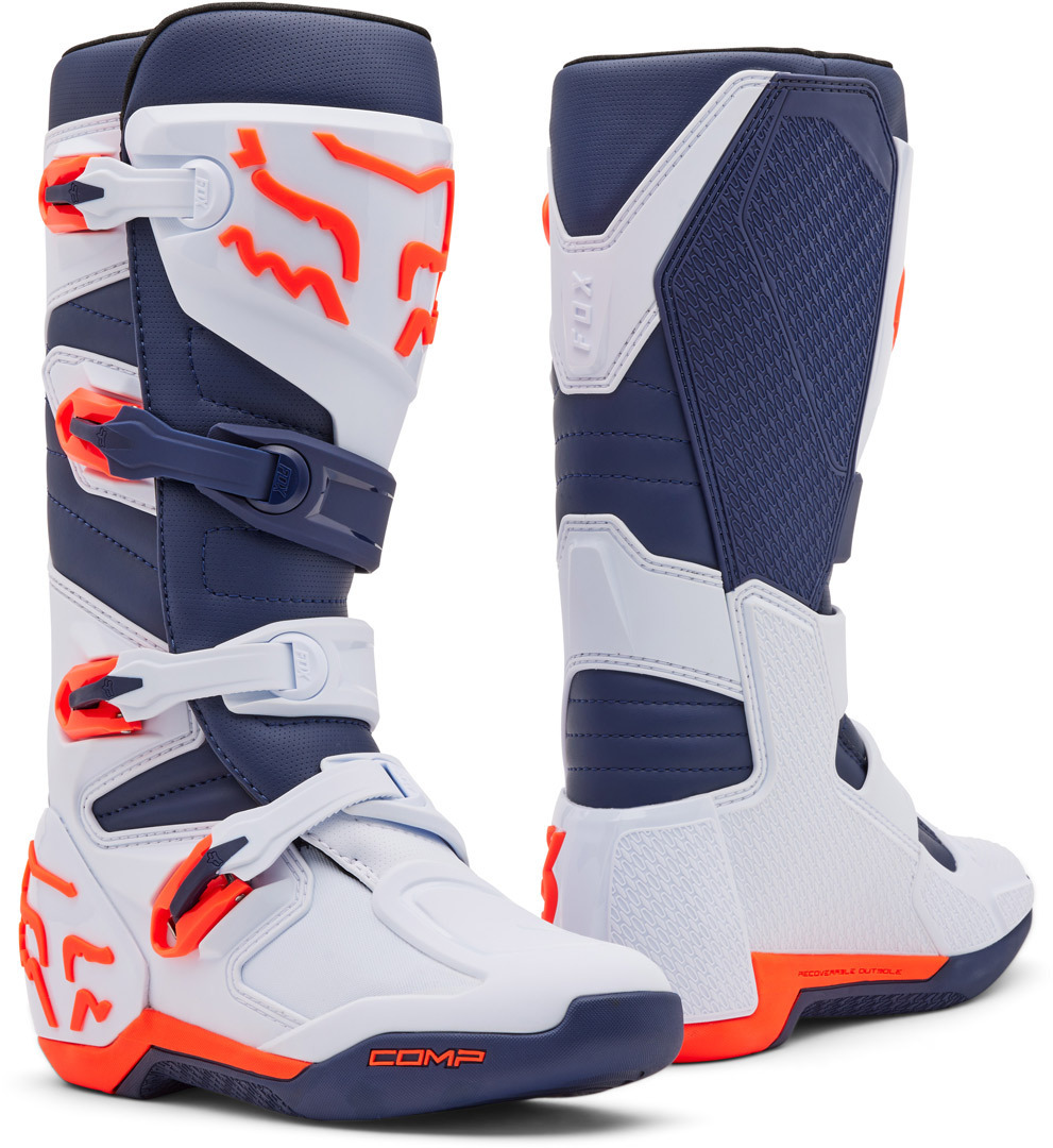 FOX Comp Motocross Boots white/blue 9 Figure 1
