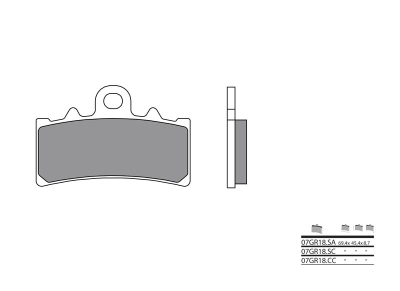 Brembo S.p.A. Vägbromsbelägg sintrade metall - 07GR18SA Figur 1