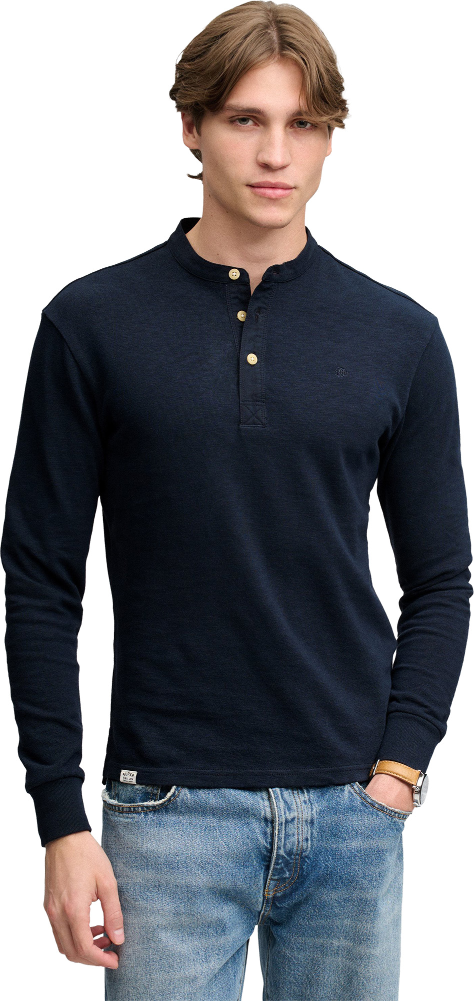 Superdry & Co Grandad Manches longues Bleu marine foncé M Figure 3