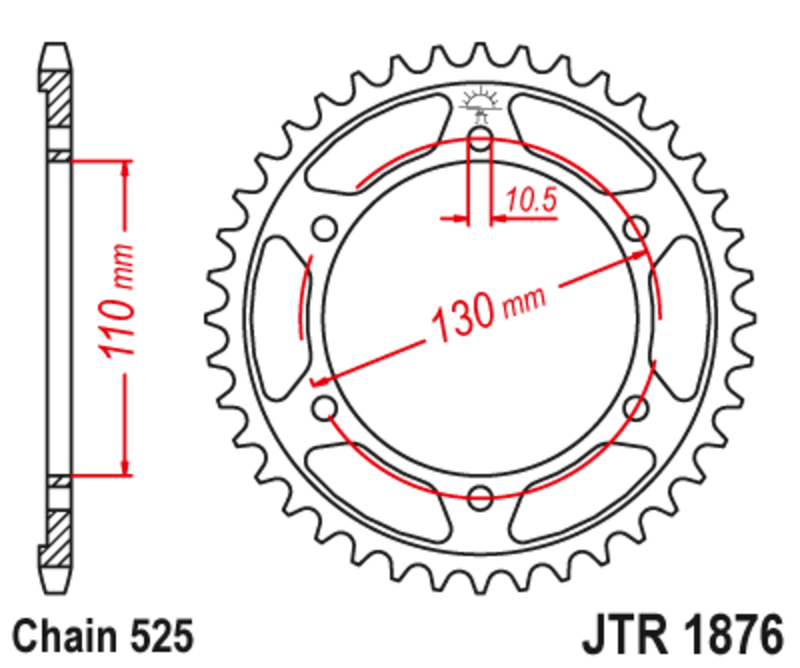 PROCHETE JT Pinionul standard din oțel spate 1876 - 525 Figura 1