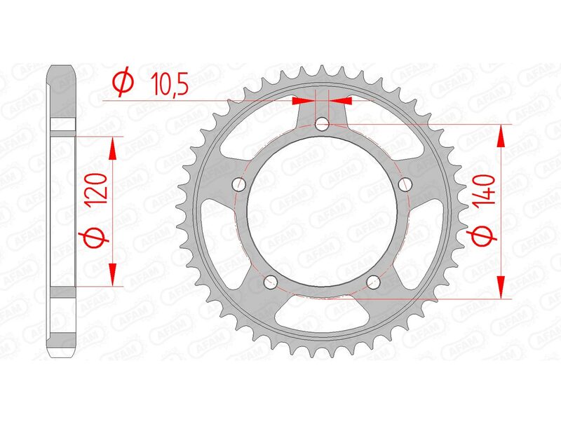 AFAM Pinion spate standard din oțel 86603 - 530 Figura 2